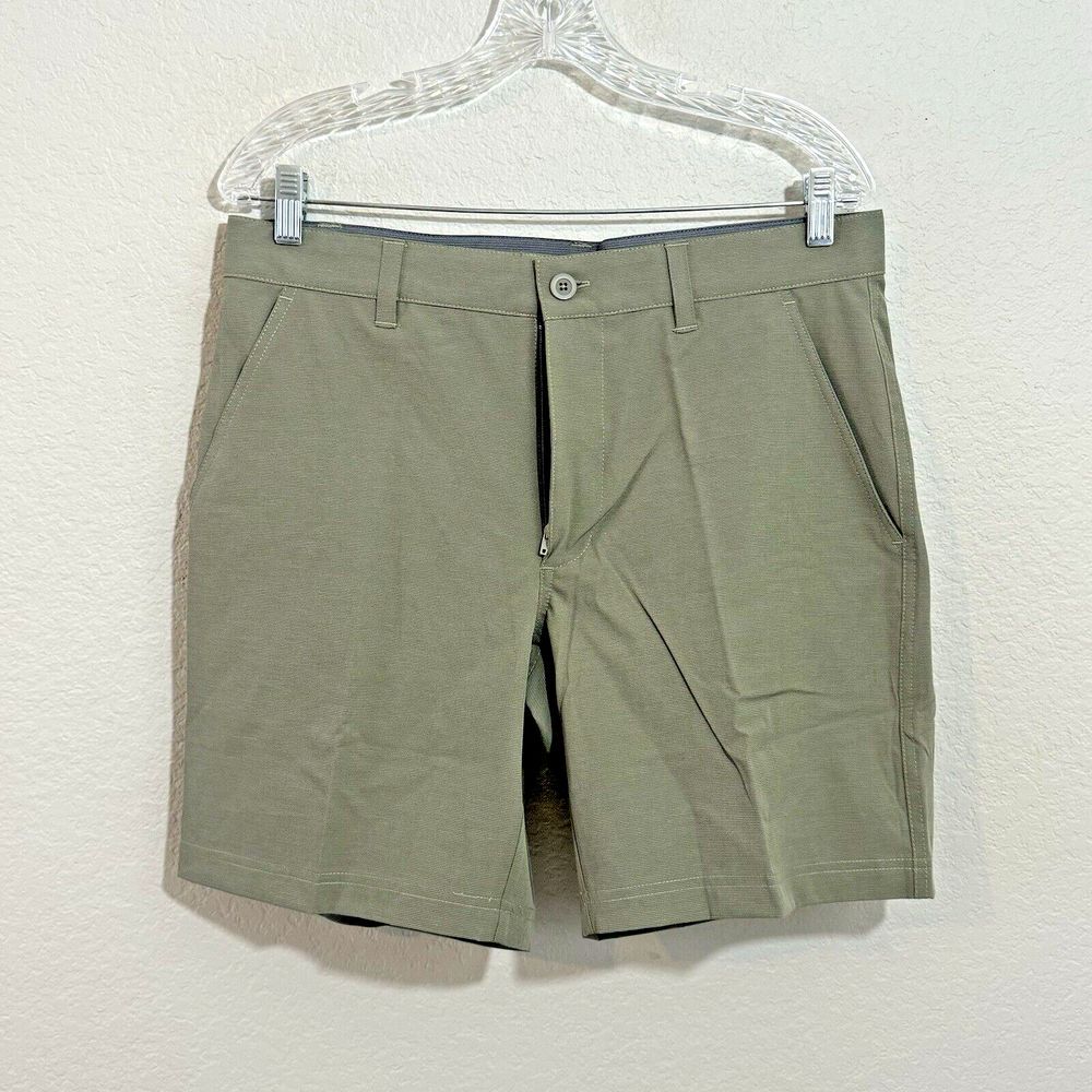 $70 Swannies Men's Ethan Golf Shorts Performance Stretch Waistband-Gray/Olive 32